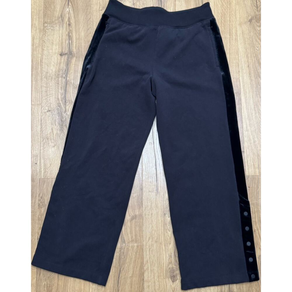 Athleta Retroplush Velvet Straight Leg Pants Black Pull On Women’s Size Large